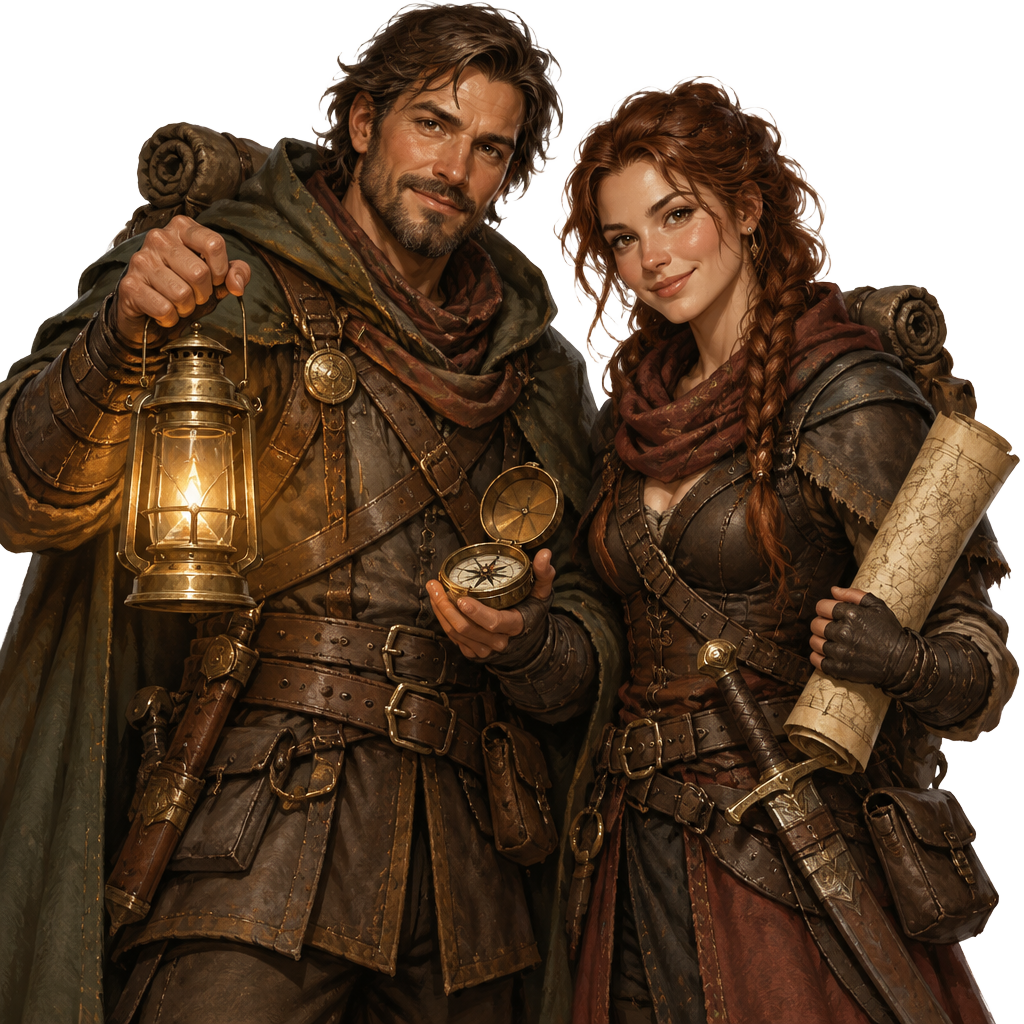 Adventurer — character duo portrait